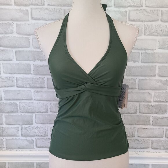 Athleta Tara Halter Tankini Top Green Swim Size 34 B/C NEW Beach $72 - Picture 7 of 7